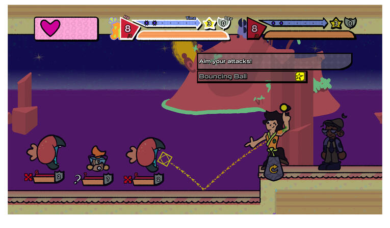 An image showing a man about to throw a yellow attack